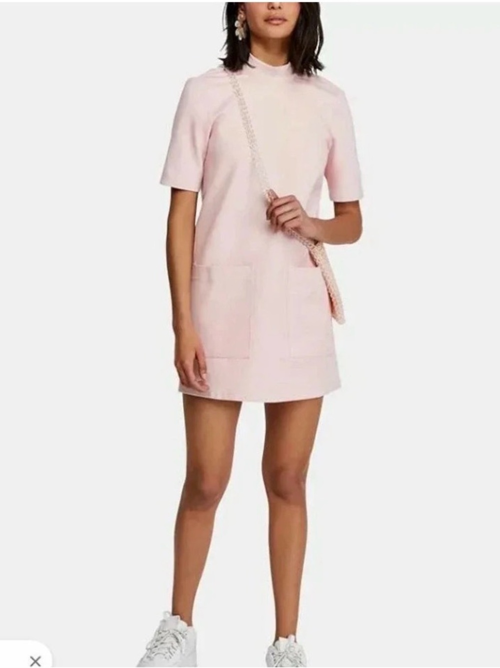 Free People Westhill Mini Pale Pink Mini Shift Dress SZ L $98